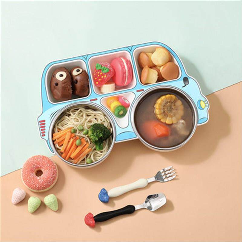 儿童餐盘304不锈钢分格卡通可爱家用孩子幼儿园宝宝餐具套装