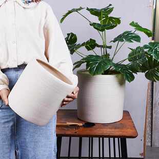 陶瓷花盆送底座ins风百搭装财树花瓶落地透气真陶瓷