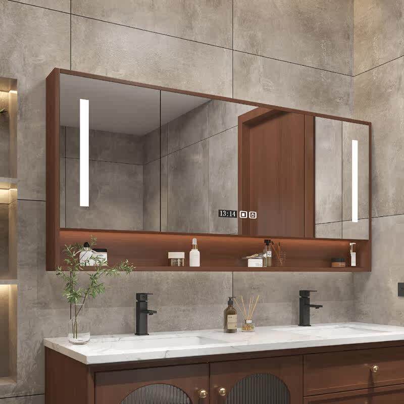 新款单独浴室智能镜柜卫生间挂墙式实木镜柜加长尺寸收纳储物定制