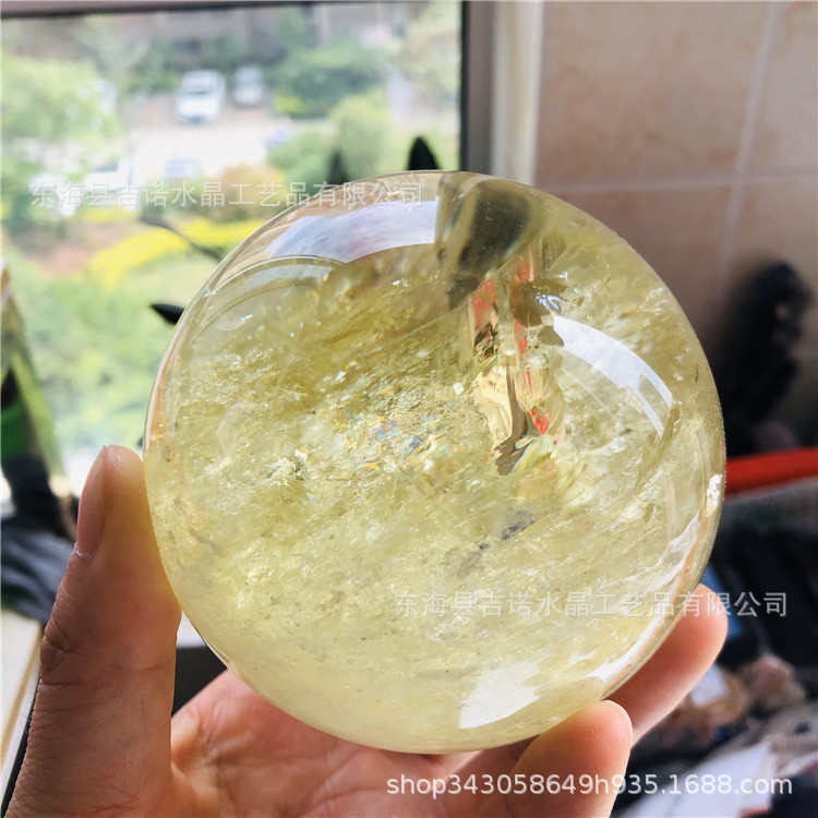 吉诺水晶  批发水晶球摆件 黄水晶球摆件居家办公水晶工艺礼品