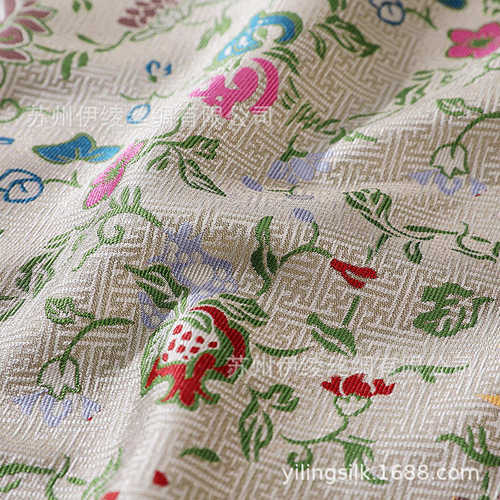 经典万字地三多锦老宋锦面料35姆米140幅宽新中式100桑蚕丝布料