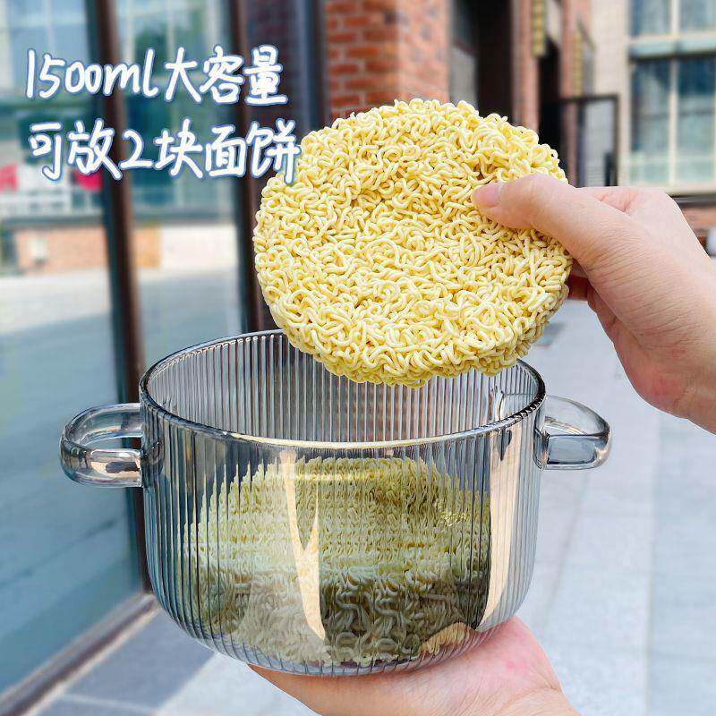 双耳小熊泡面锅家用大容量高硼硅玻璃汤锅耐高温小奶锅玻璃锅明火
