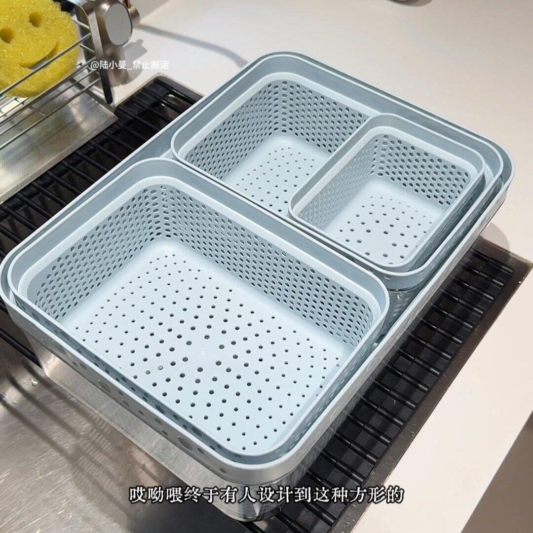 厨房沥水篮洗菜盆家用加厚双层沥水盆洗碗池果蔬篮子沥干篮筐套装