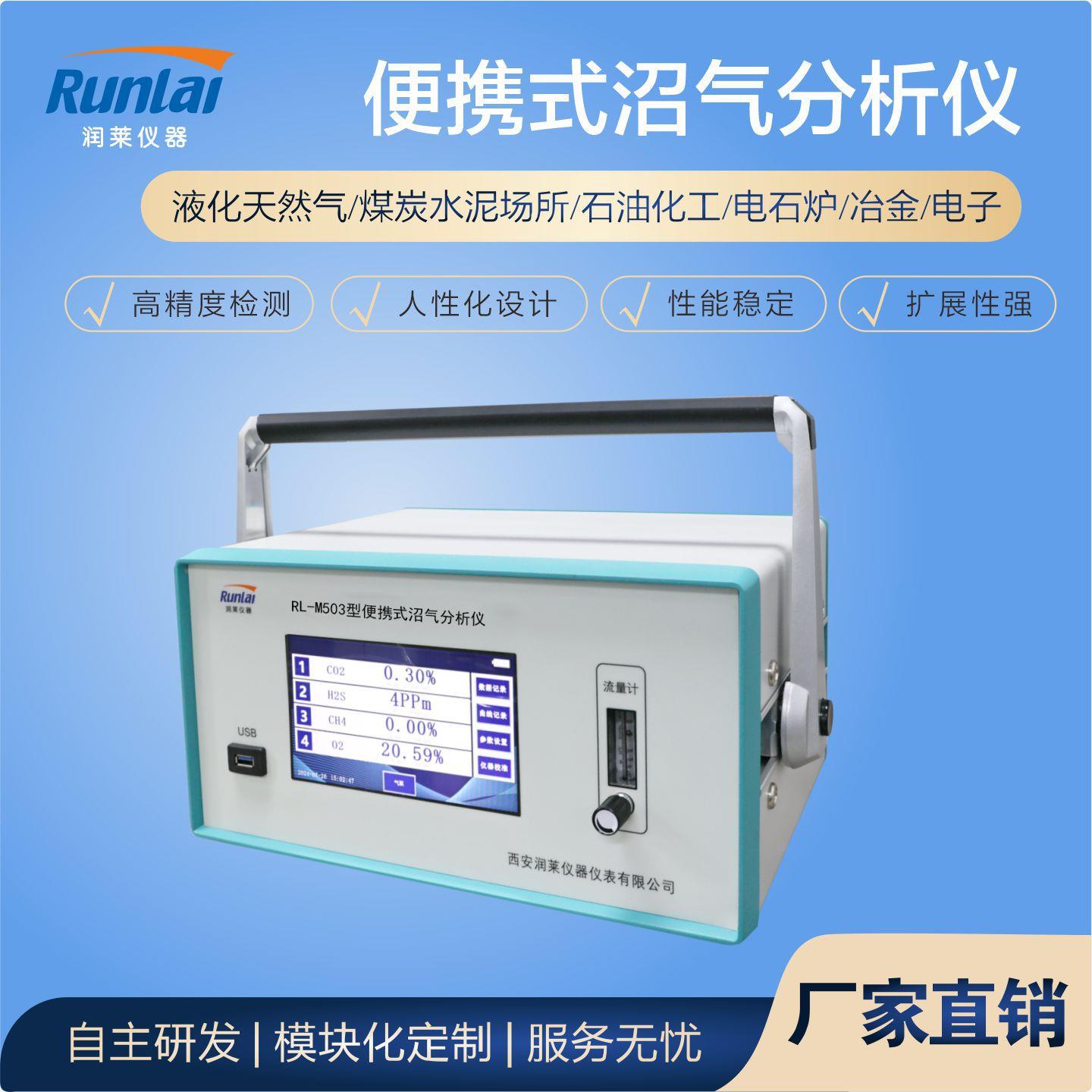 润莱仪器便携式沼气分析检测仪CO2COH2SO2气体浓度分析仪