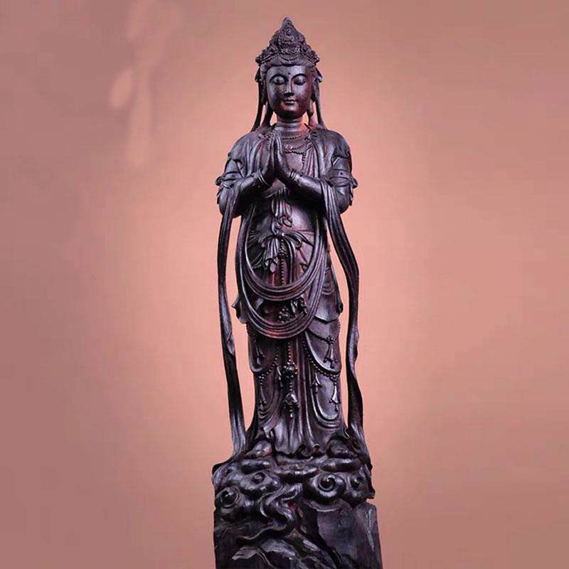 高档度小印叶紫檀木雕佛像观香音勒弥关公沉檀香根雕摆件手把件工