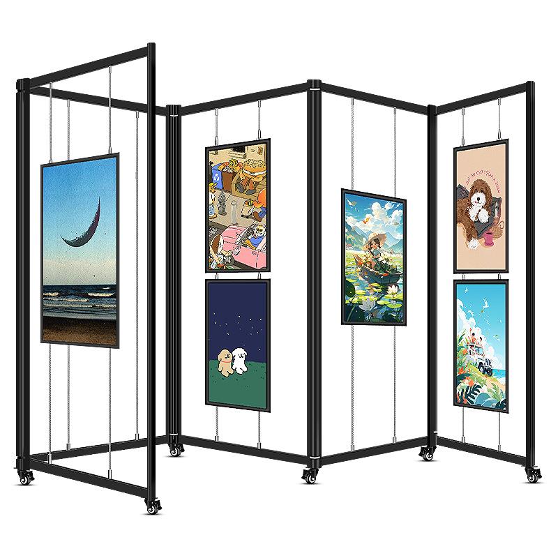 源头工厂可折叠书画展架学校作品屏风式展示支架摄影书法展板