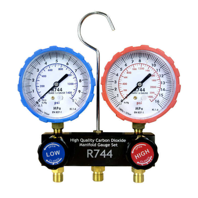 汽车空调冷媒表组 R744压力仪表组加氟冰种表组合工具厂家批发