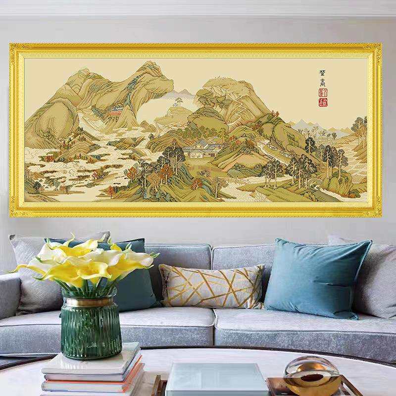 步步登高十字绣2024新款岁华纪胜图线绣中国风山水客厅手工自己绣