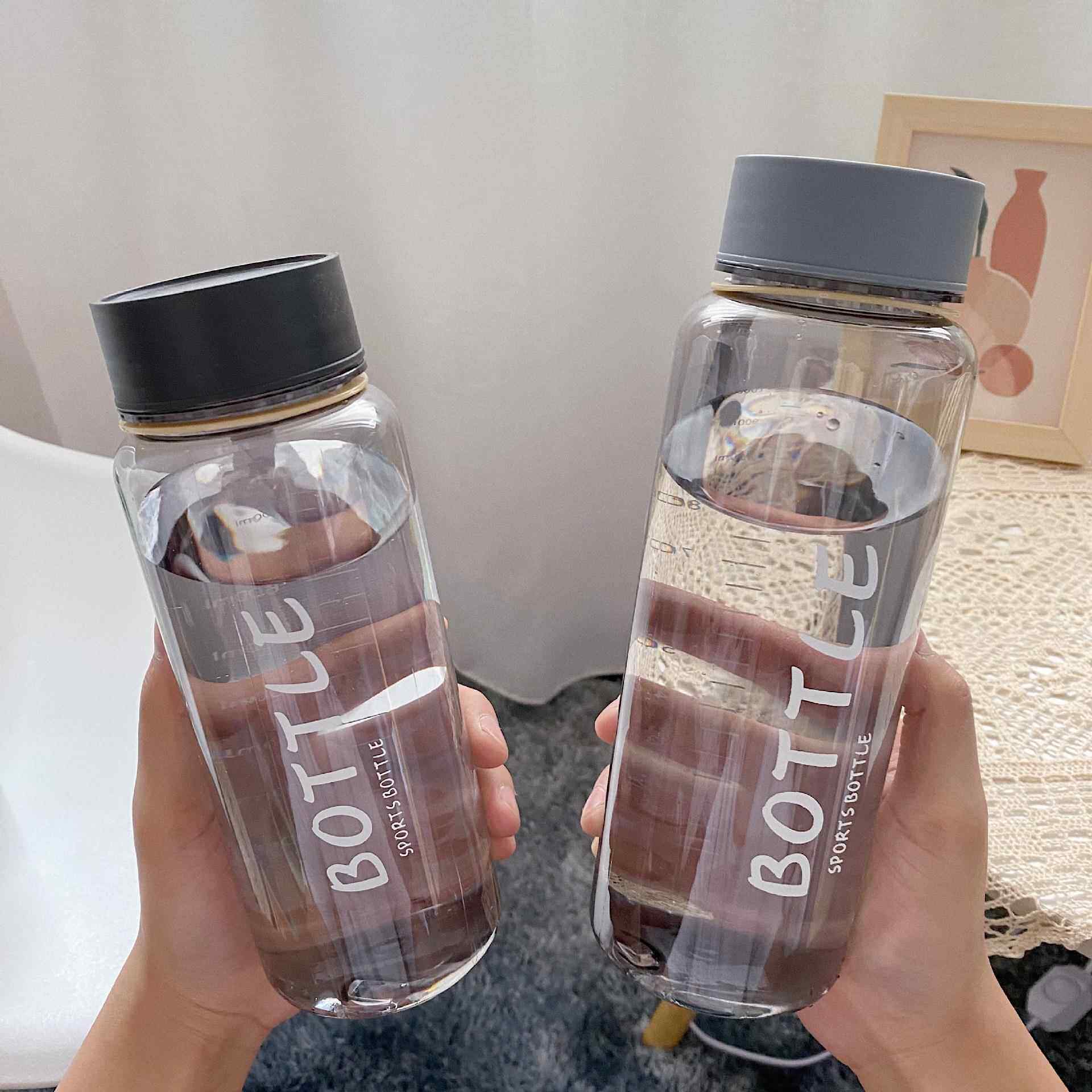 水杯塑料大容量夏季户外男女学生便携提绳带刻度茶隔太空杯水壶
