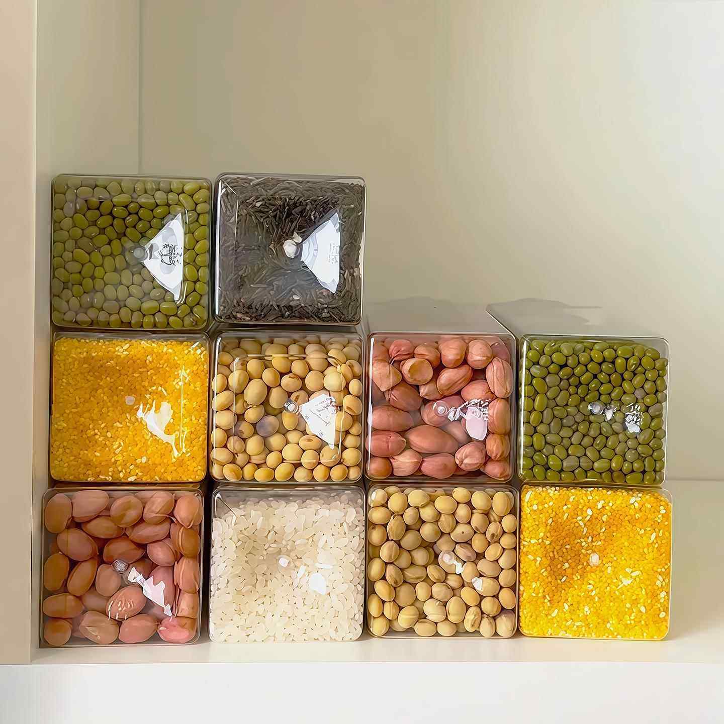 五谷杂粮收纳盒厨房香料收纳盒密封保鲜瓶防虫防潮家用坚果收纳