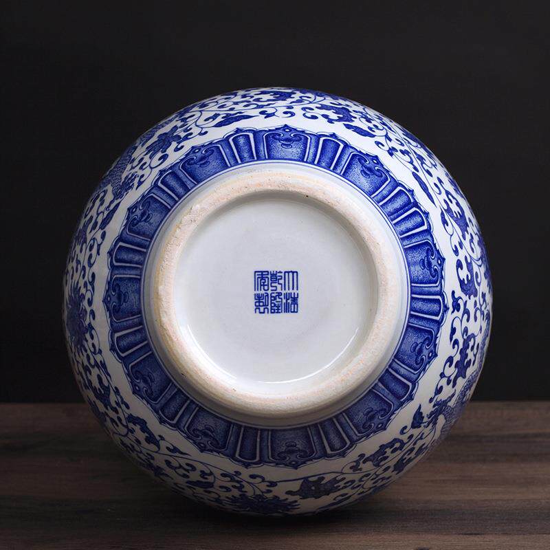 青花龙纹大花瓶景德镇陶瓷落地大瓷器中式家具客厅玄关工艺品