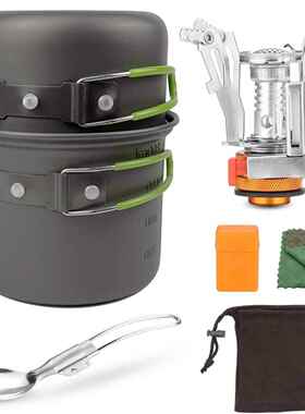 1-2人户野外套锅/GL-1006B野营锅便携式组合套锅/野炊/营锅套具