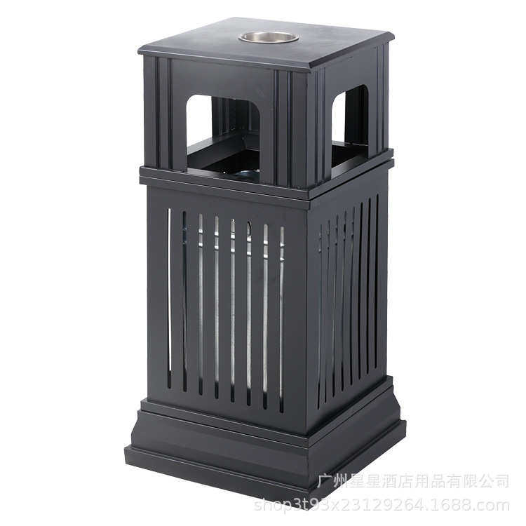 中式酒店垃圾桶带烟灰缸大理石不锈钢大厅电梯口大堂立式卫生桶箱