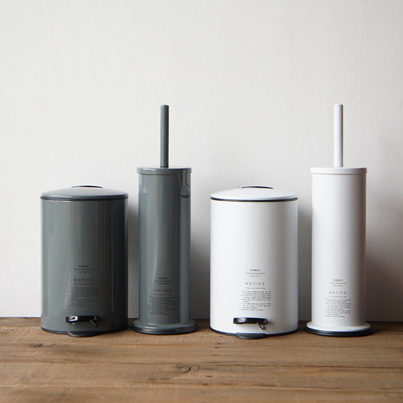 零选日本PUEBCO复古厕所马桶刷套装卫生间软毛垃圾桶潮流品味高级