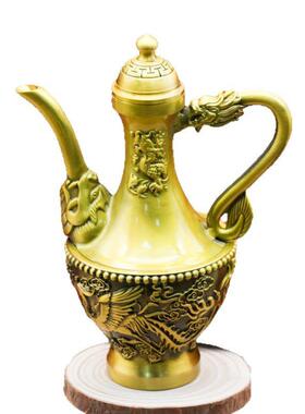 厂家黄铜全铜仿古酒壶龙凤酒壶铜茶壶龙壶水壶家居工艺品装饰