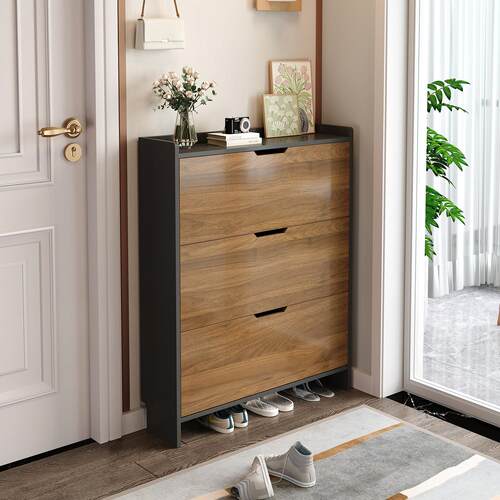 实木超薄翻斗鞋柜新中式家用门口新款2025爆款入户大容量玄关柜子