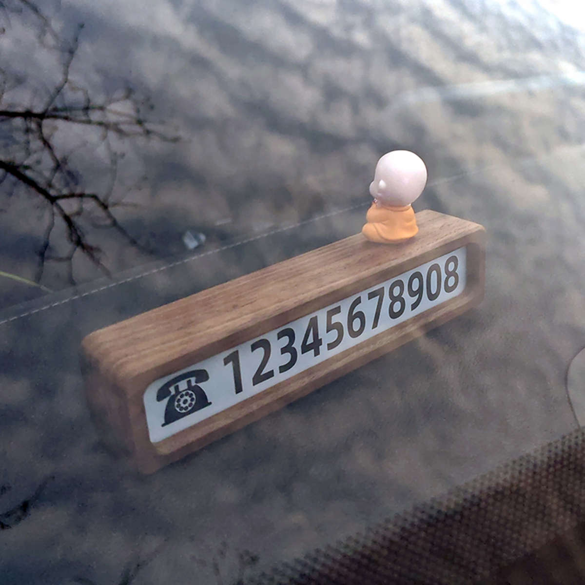 实木双面书法格言摆台汽车内饰中控台静心止怒摆件停车号码牌定制