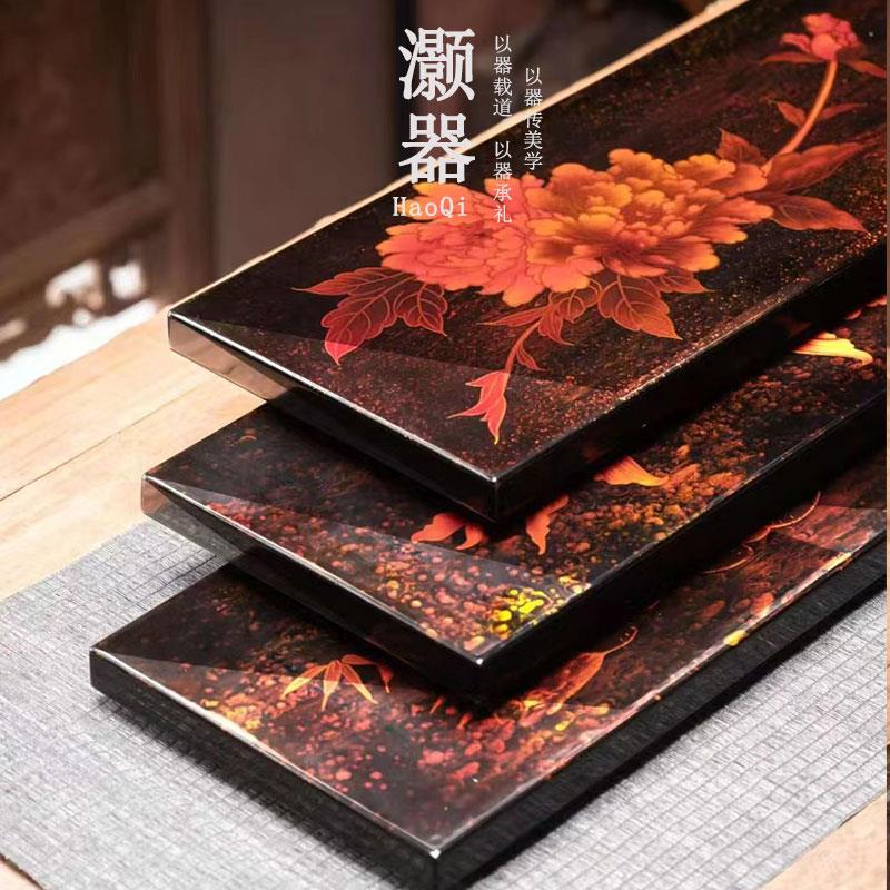 灏器大师手工非遗吉祥福气大漆实木茶盘中式高档木质茶台干泡盘