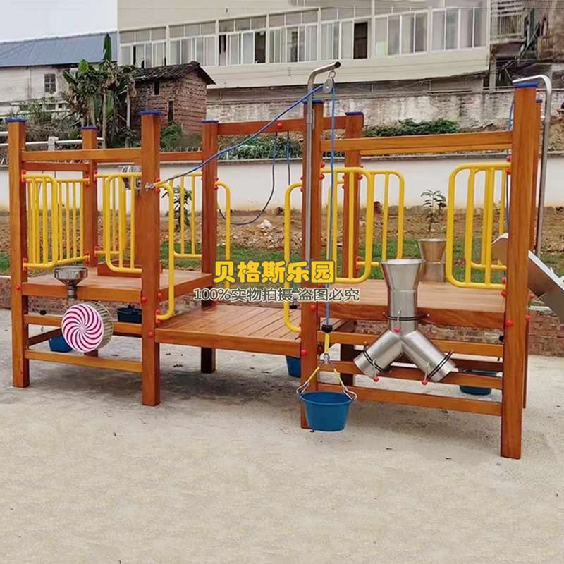 幼儿园公园沙池水桶戏水玩具户外儿童木制沙滩玩沙玩水组合套装