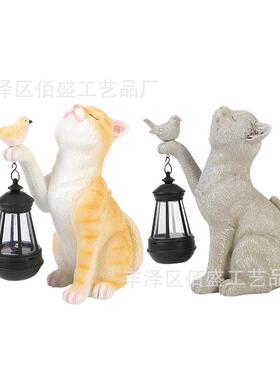 猫可爱小提吊灯摆件外园庭院店面创意场景装饰户动BS-100物工花艺