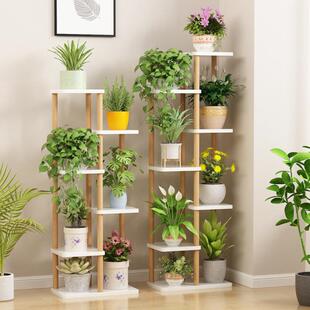 花架子实木多层室内落地客厅装 饰简约绿萝多肉花台花几置物架吊兰