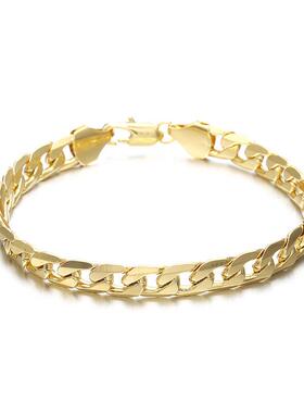 欧美跨境wish外贸饰品男士侧身18K创意金手链首饰手链铜电镀几何