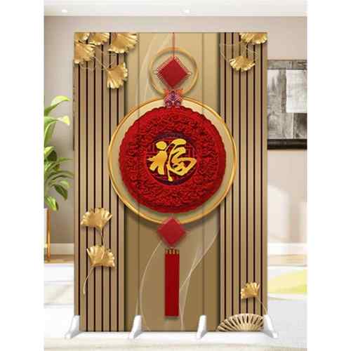 中式简约屏风隔断墙遮挡折叠移动家用入户现代玄关福字卧室客厅