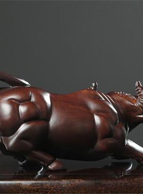 黑檀木雕牛气冲天木质摆14575量件木牛市股牛十肖二生大制现货/根