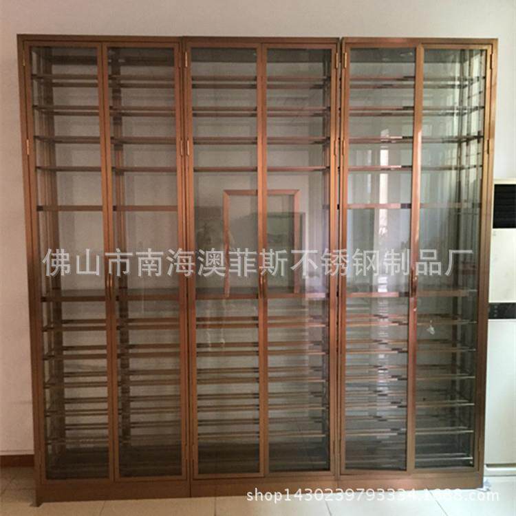 不锈钢玫瑰金酒架酒柜专业定 做 洋酒专卖店葡萄酒红酒陈列柜