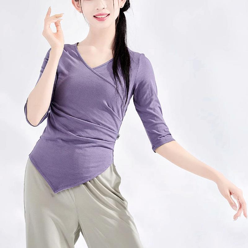 现代舞形体舞练功服古典舞中袖舞蹈服艺考跳舞上衣瑜伽T恤女成人图片