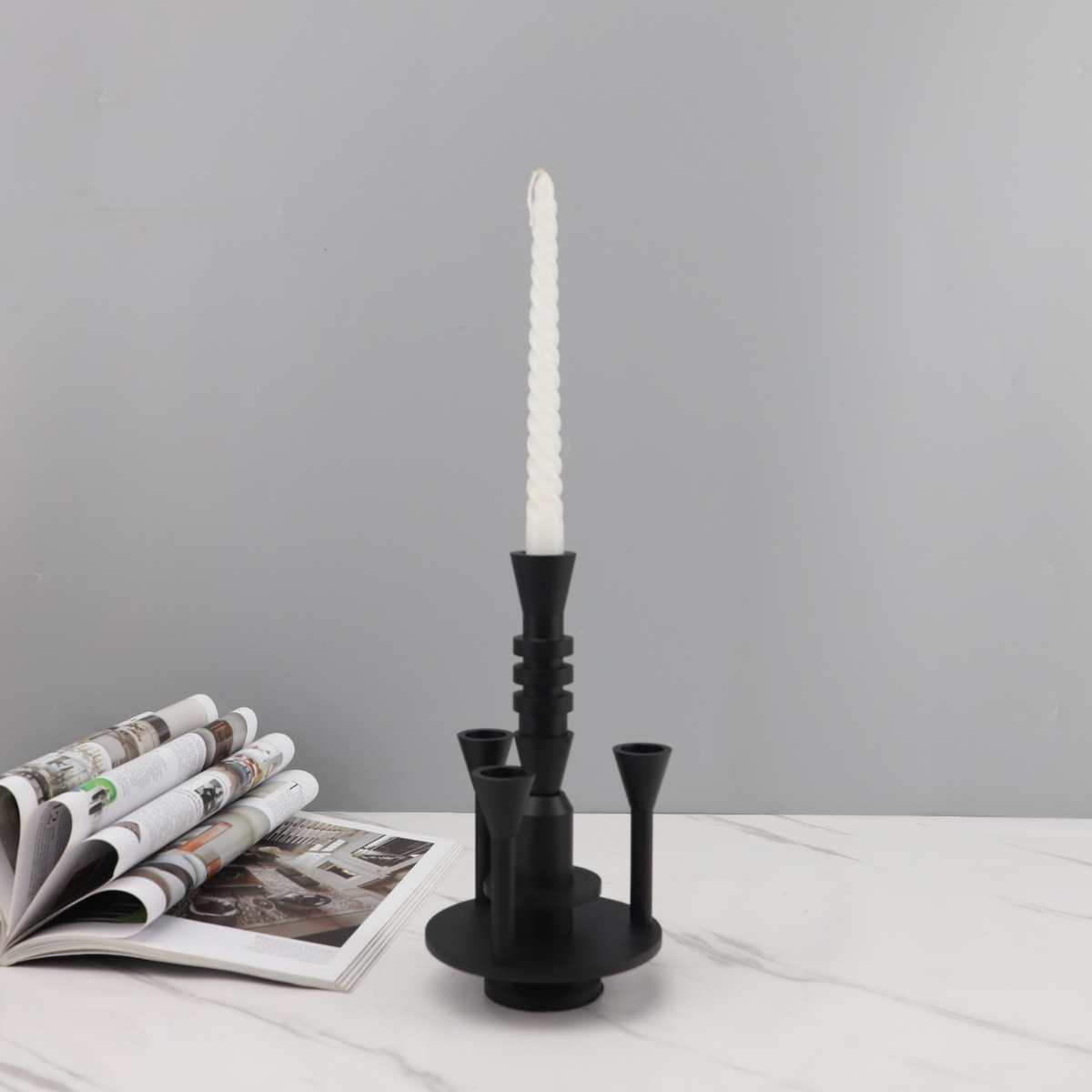 酒店黑色茶几烛台客厅简约样板房北欧餐厅创意组合摆件家居装饰品