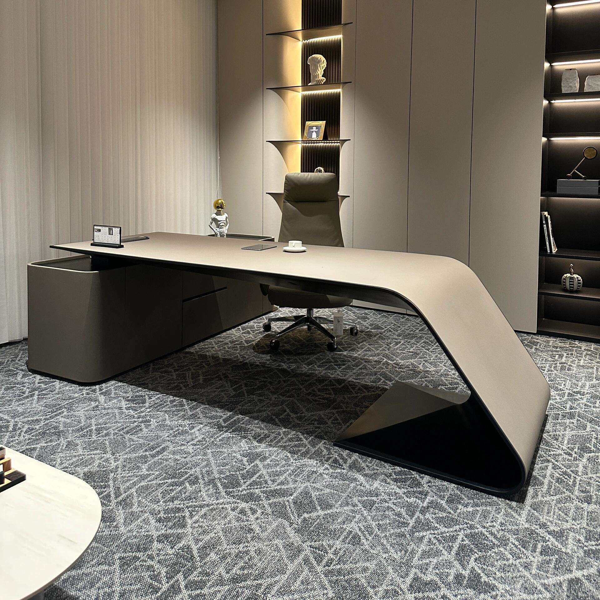 简约现代老板办公桌椅组合烤漆主管经理总裁桌子轻奢大班台办公室