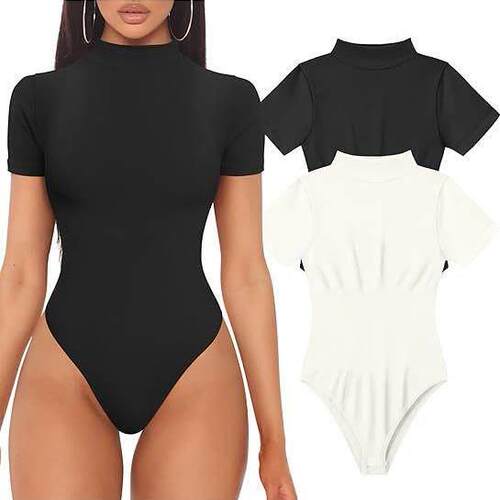 Ribbed high neck short sleeved top yoga jumpsuit瑜伽连体衣女