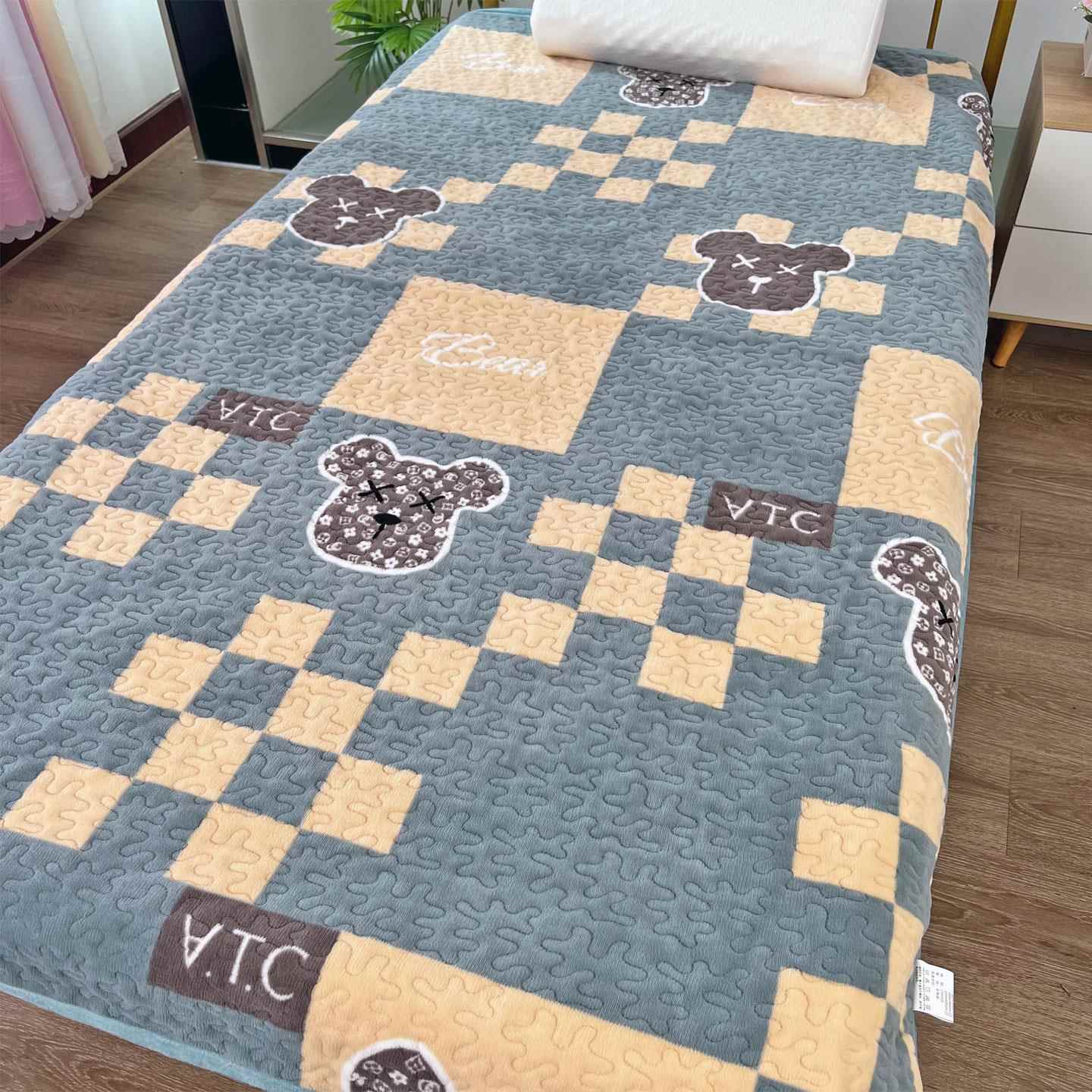 牛奶绒床盖单件学生宿舍机洗双人床单两面用枕套冬季保暖毛毯沙发