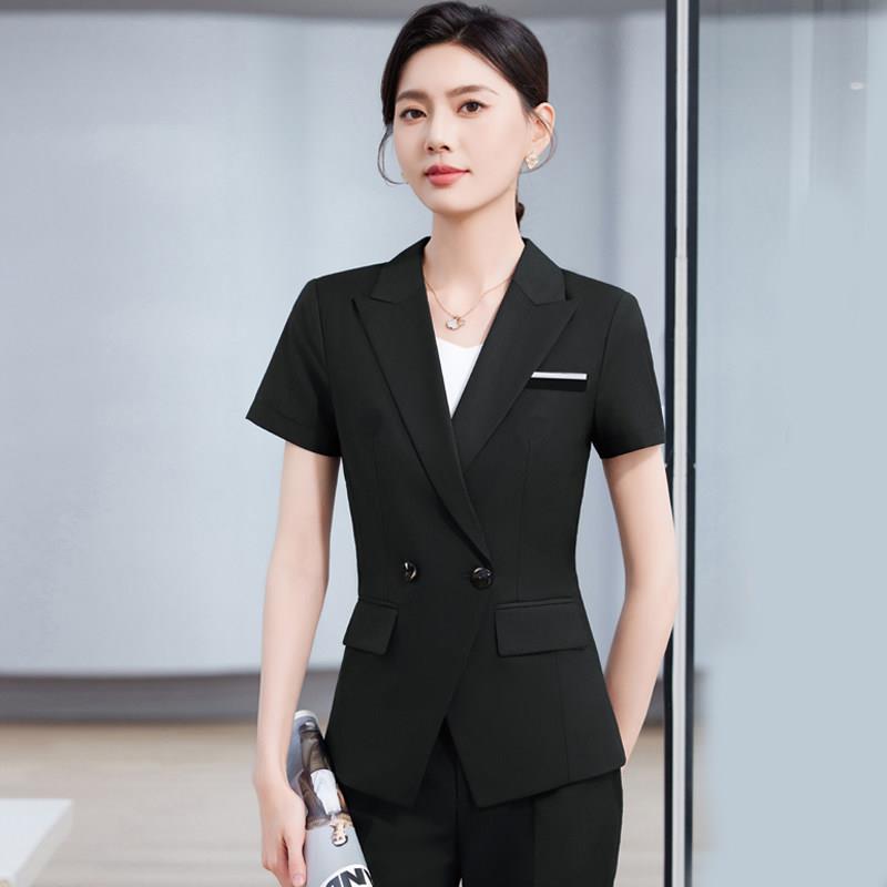上班服套装女2025夏季新款短袖西装外套女珠宝店酒店前台工作服女