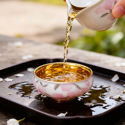 999黄金高档水蜜桃主人杯 省大师肖建辉釉下彩纯手工陶瓷茶杯茶盏