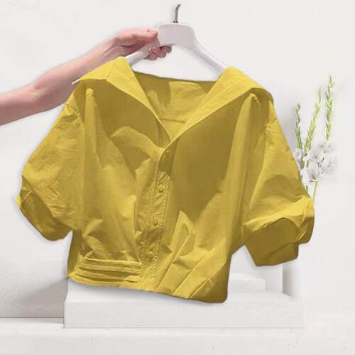 Great looking collared shirt, women's style short shirt