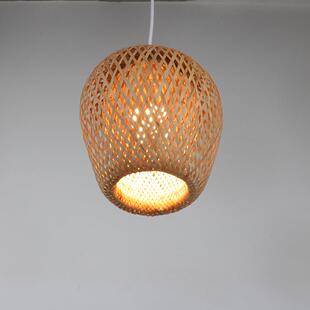 竹编吊灯新中式 竹艺灯笼茶楼仿古灯罩 灯饰藤编禅意茶室餐饮灯日式