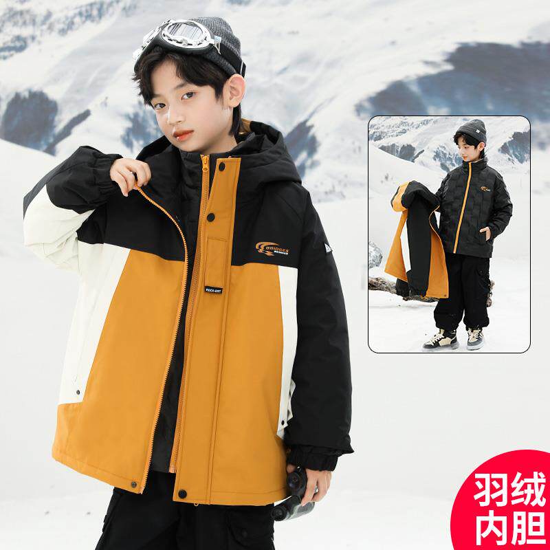 英国Next Kiss男童冲锋衣羽绒服冬装三合一可拆卸中大童男孩外套