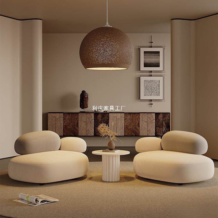 奶油风艺卵石发组合家用小鹅沙发布商铺民566宿网红创沙意接待沙