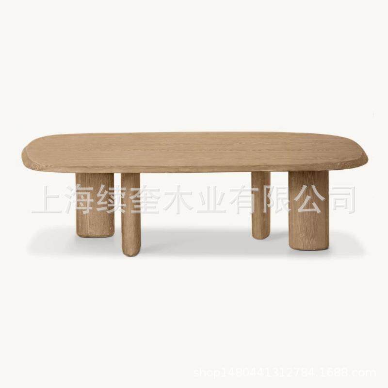 RH简约实木复古长方形圆形餐桌椅组合家用餐厅家具外贸出口工厂
