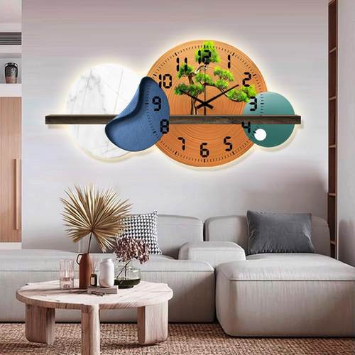 新CWP款几灯异画何轻立体形UV雕刻画现代简约钟表画客厅餐厅奢挂