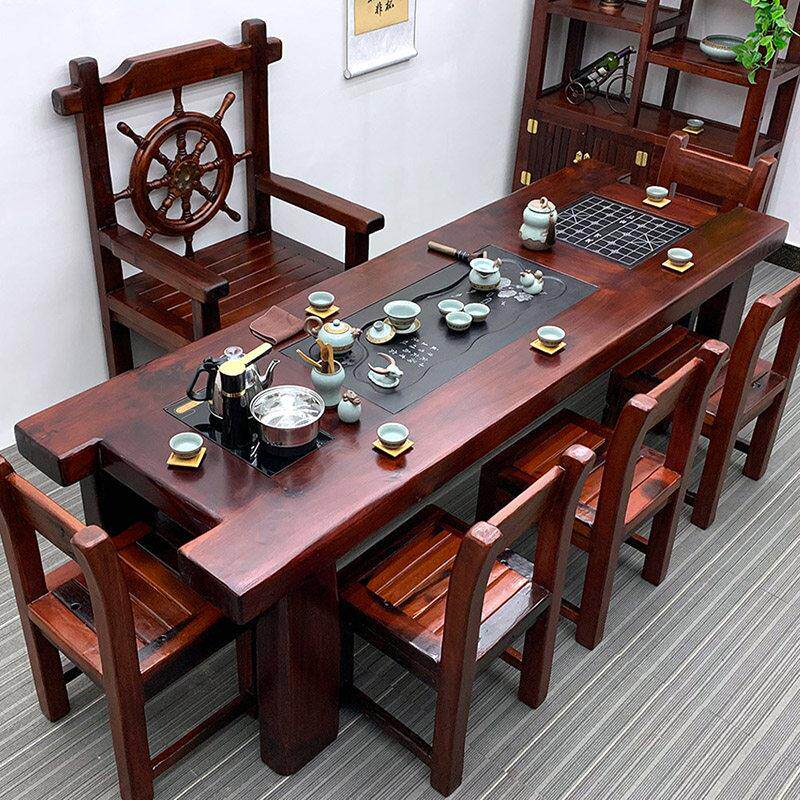 老船木茶几椅子组合实木茶几中式家具综合办公家居功夫茶制作全实