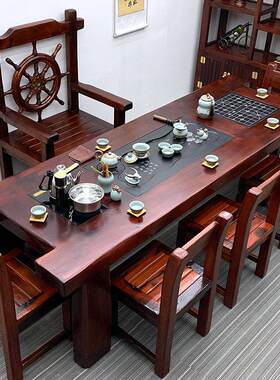 老船木茶几椅子组合实木茶几中式家具综合办公家居功夫茶制作全实