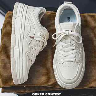 男款休闲百搭厚底板鞋小白鞋男生白色时尚厚底运动透气百搭舒适鞋