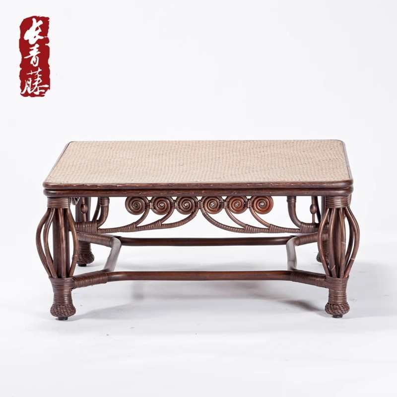 长青藤藤编榻榻米茶桌禅意真藤编矮炕桌日式古风小桌子小茶桌飘窗