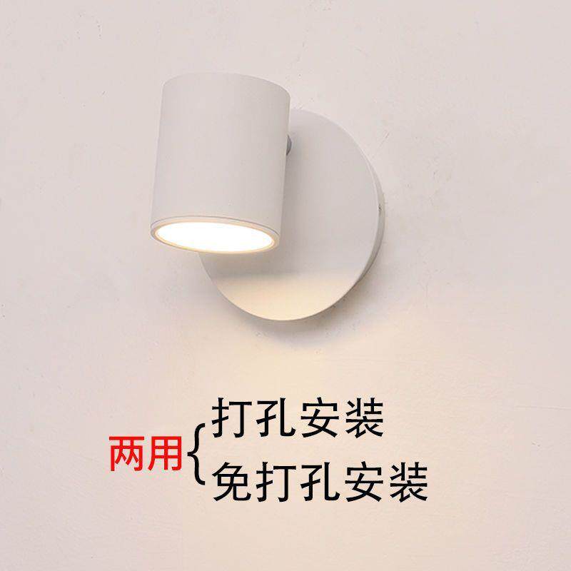免打孔壁灯带明线插头简约现代卧室床头灯厨房led粘贴免钉墙壁灯