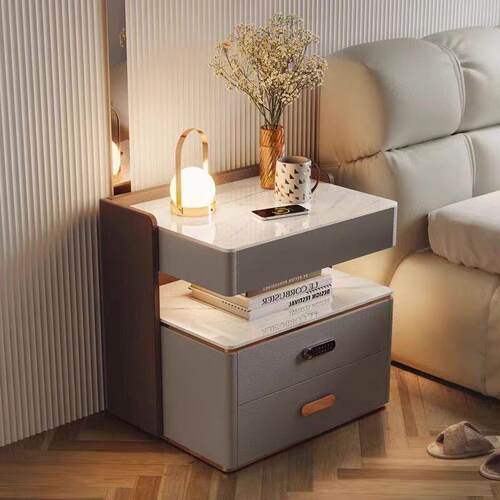 智能床头柜简约现代高级感三抽轻奢家用卧室床头储物床边收纳柜