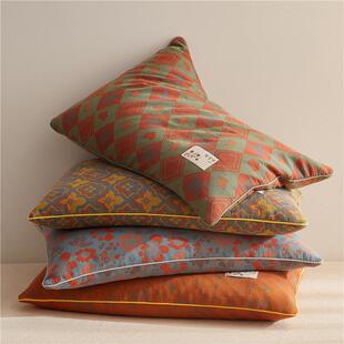 a类双层纱简约麦荞枕头枕芯不塌陷高护颈椎JFW78u4s枕助睡家单人