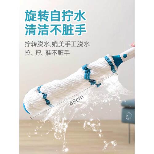 一拖手拖布杆不锈钢拖拖把净j6da家用吸水旋转式自免拧地板洗水